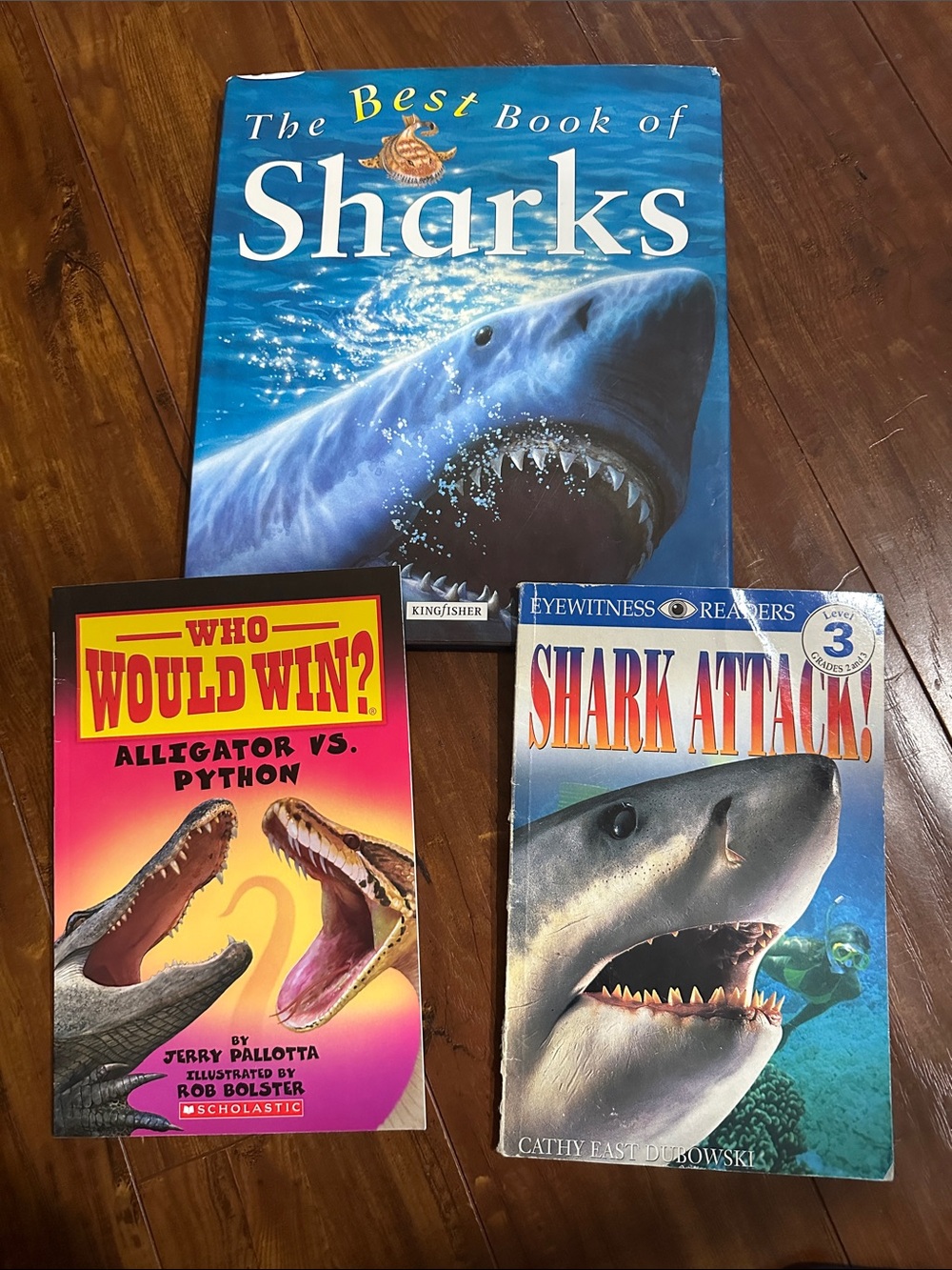 Shark Books- Lot 3 + Who Would Win Alligator Python DK Kingfisher Kids Science